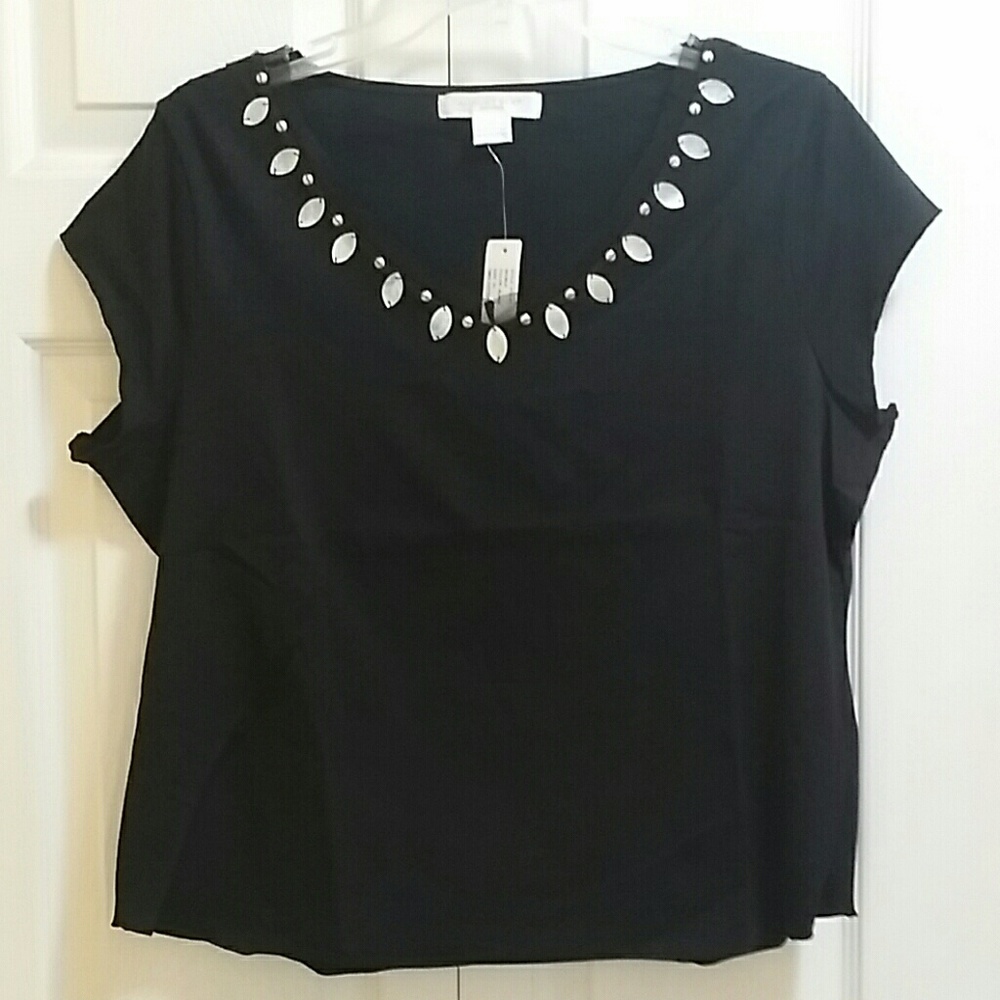 2 for $22--August Silk T-Shirt w/ Abalone & Lace - Picture 4 of 7
